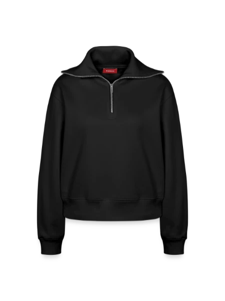 Relaxed Frauen Half Zip Sweatshirt – von SPREAD - Schwarz - Vorne
