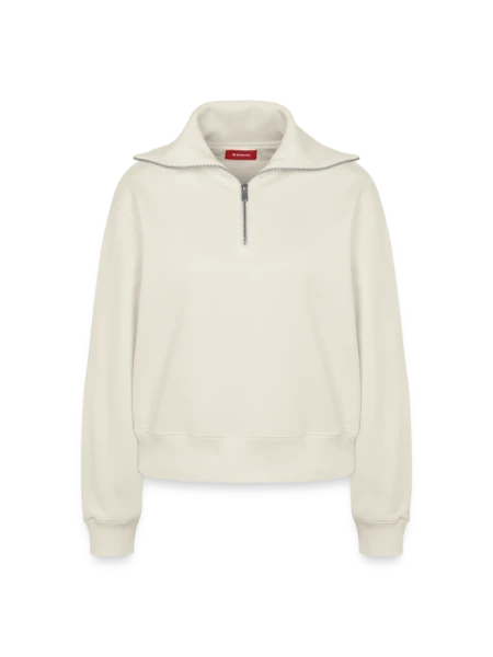 Relaxed Women's Half Zip Sweatshirt – by SPREAD - off white - Front