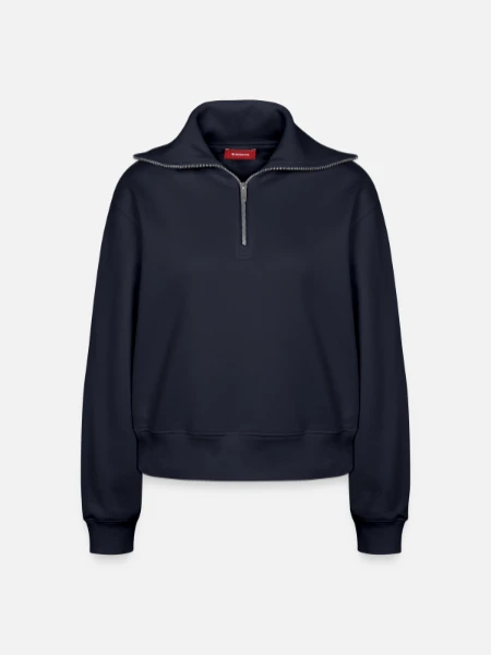 Relaxed Women's Half Zip Sweatshirt – by SPREAD - navy - Front