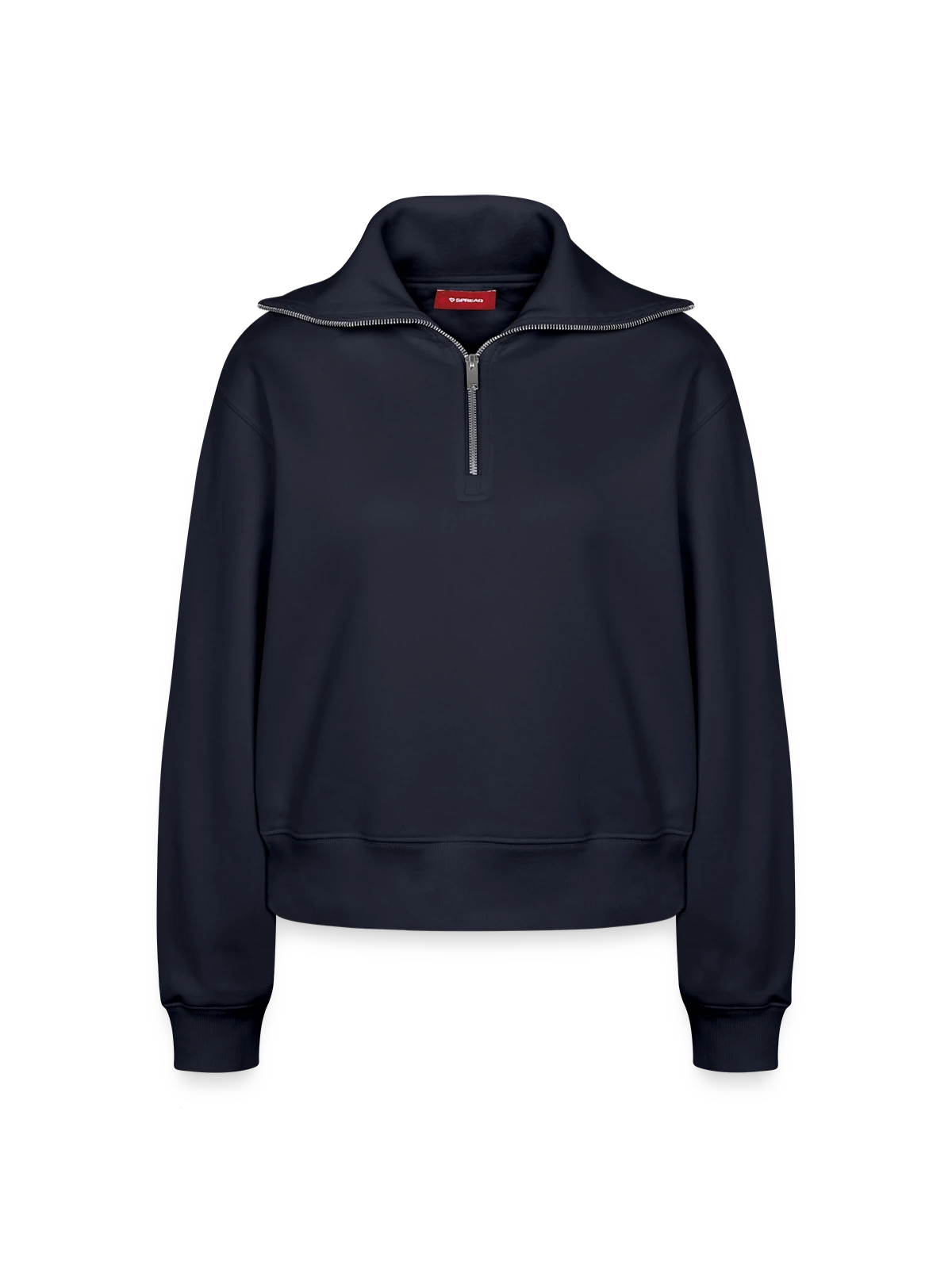 Relaxed Women's Half Zip Sweatshirt – by SPREAD - navy - Front