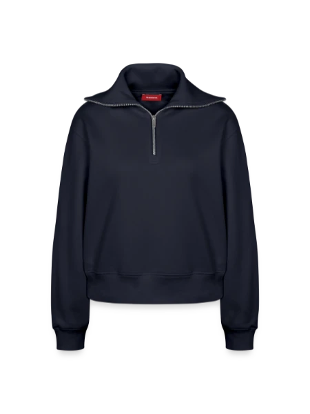 Relaxed Women's Half Zip Sweatshirt – by SPREAD - navy - Front