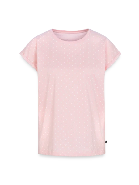 All-over-Print Frauen Premium Organic T-Shirt - Rosa/Weiße Punkte - Vorne