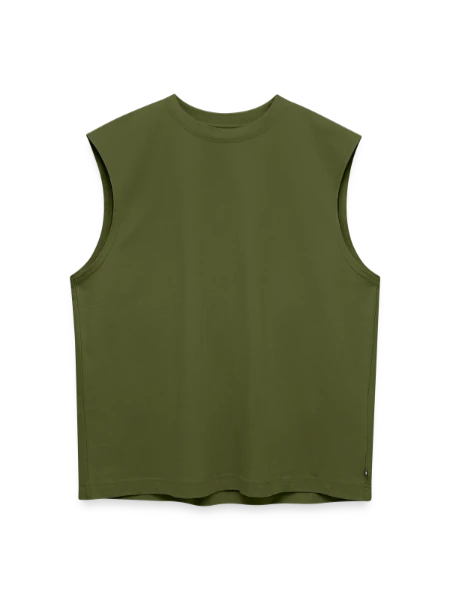 Relaxed Männer Organic Sleeveless T-Shirt - Khaki - Vorne