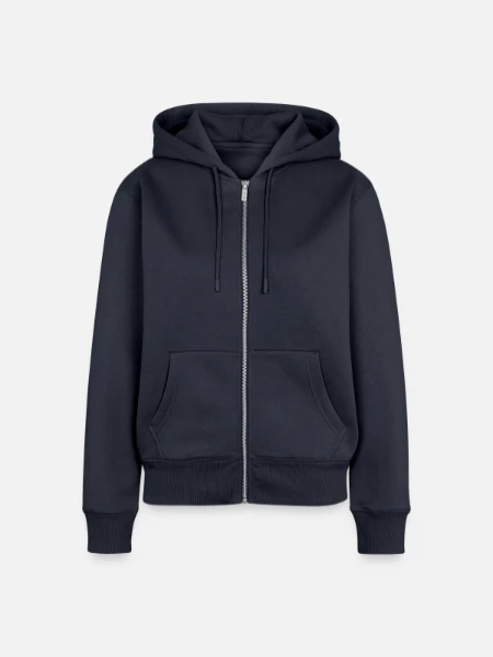 Women's Premium Organic Zip Hoodie - navy - Front