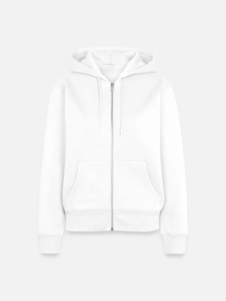 Women's Premium Organic Zip Hoodie - white - Front