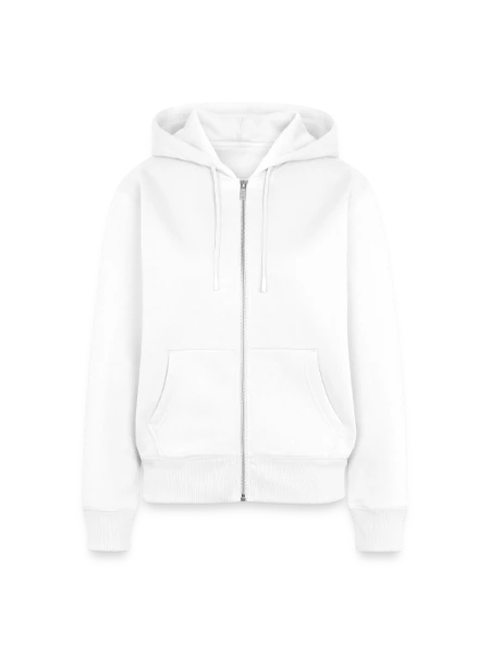 Frauen Premium Bio Zip Hoodie - Weiß - Vorne