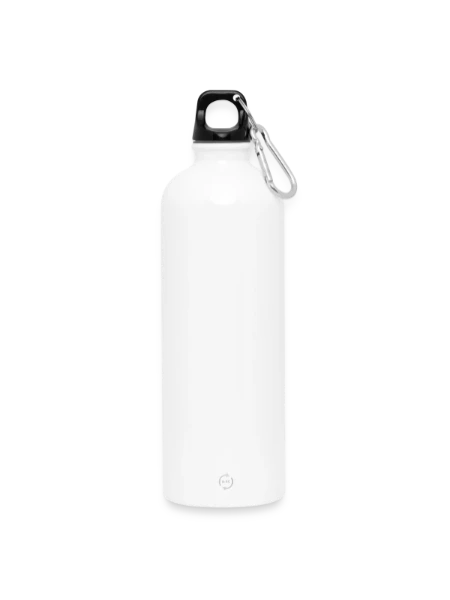 Gourde en inox avec mousqueton 750 ml - blanc - Devant