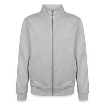 Unisex Organic Zip Sweatshirt by Stanley/Stella - heather grey - Front - AI Model Female 172 light (172cm) & AI Model Male 185 light (185cm)