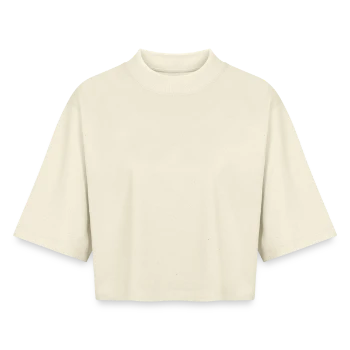 Boxy Women's Recycled 1/2 Sleeved T-Shirt by Stanley/Stella - soft Ecru - Front - AI Model Female 172 dark (172cm)
