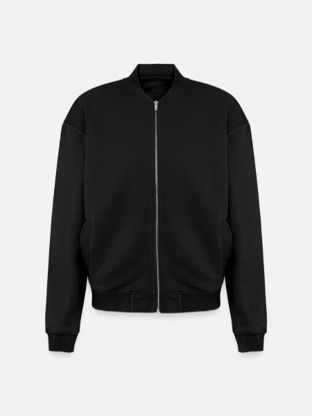 Unisex Premium Organic Sweat Bomberjacke - Schwarz - Vorne