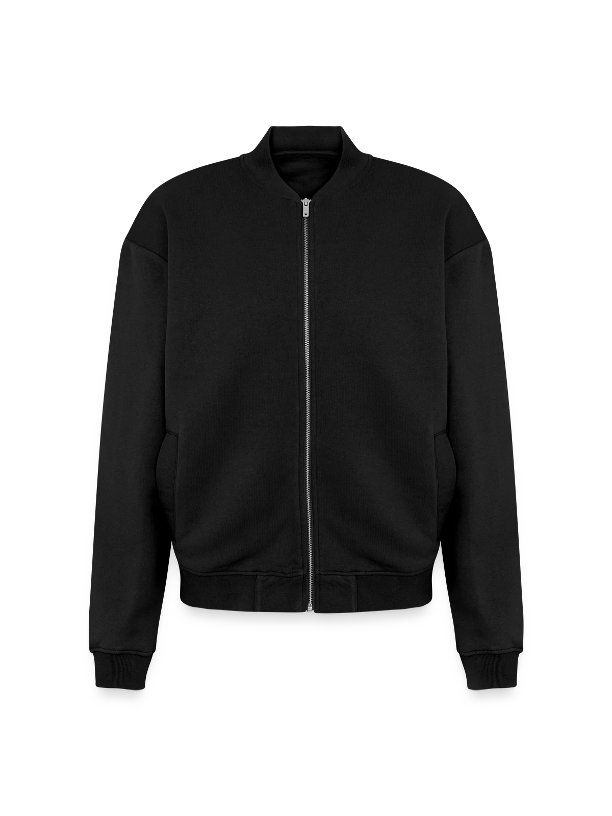 Unisex Premium Organic Sweat Bomberjacke - Schwarz - Vorne