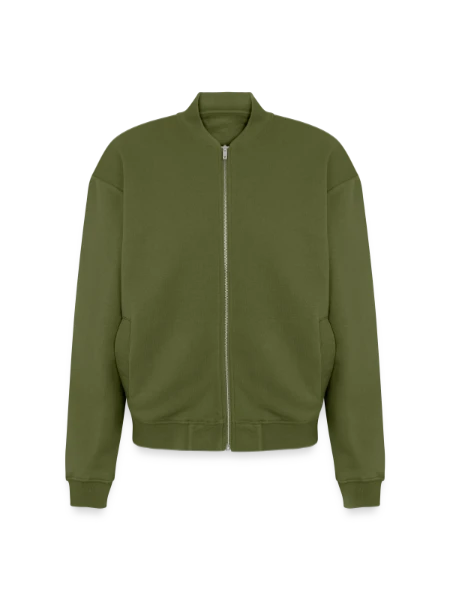 Unisex Premium Organic Sweat Bomberjacke - Khaki - Vorne