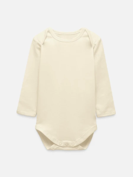 Baby Organic Long-Sleeved Bodysuit - soft Ecru - Front