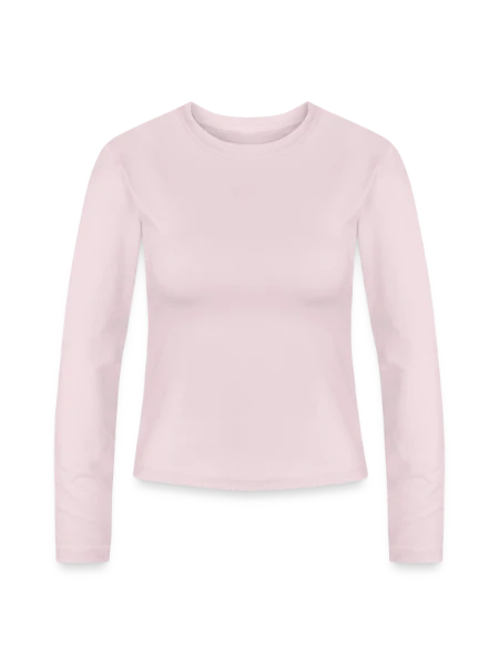 Slim Fit Frauen Organic Langarmshirt - Puderrosa - Vorne