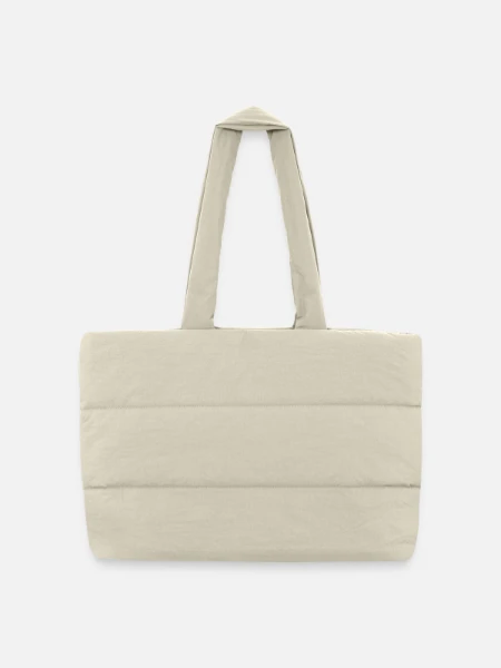 Sac shopping matelassé - blanc naturel - Devant
