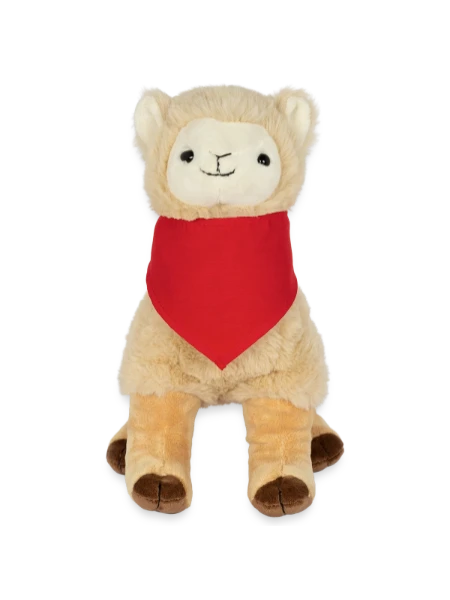 Plüschtier Lama 30 cm mit Bandana - Rot - Vorne