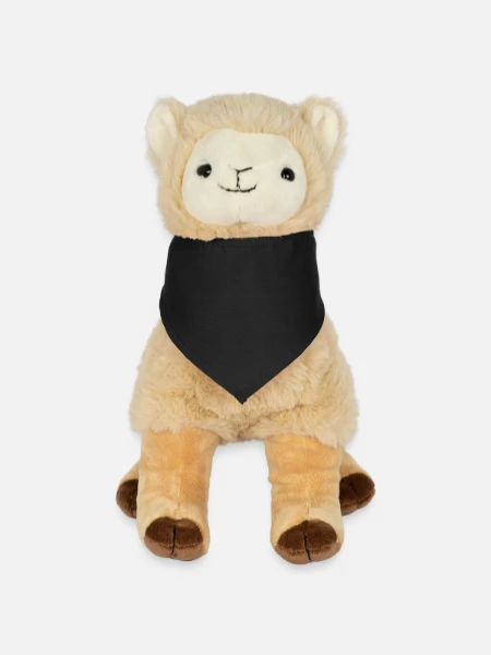 Plüschtier Lama 30 cm mit Bandana - Schwarz - Vorne
