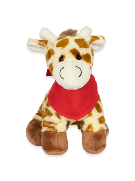 Plüschtier Giraffe 18 cm mit Bandana - Rot - Vorne