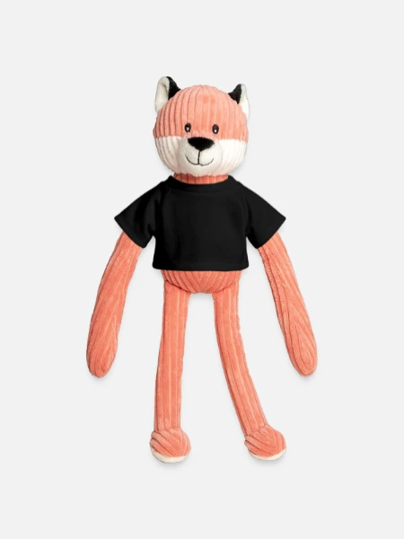Plüschtier Fuchs 36 cm mit T-Shirt - Schwarz - Vorne