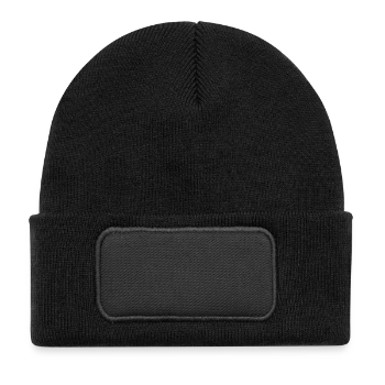 Kinder Recycelter Patch Beanie - Schwarz - Vorne