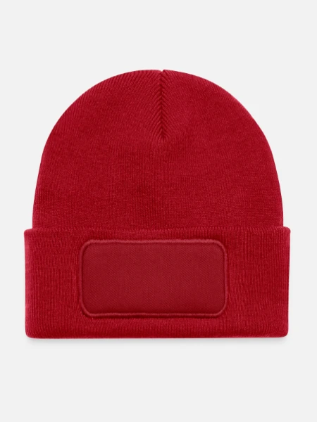 Kinder Recycelter Patch Beanie - klassisch Rot - Vorne