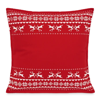 Weihnachts-Kissenbezug 45 x 45 cm - Natur/Rot