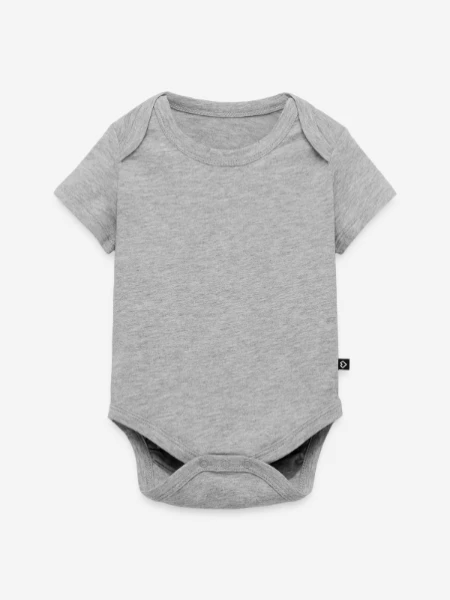 Baby Premium Kurzarmbody - Grau meliert - Vorne