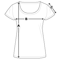 Größentabelle Frauen T-Shirt mit U-Ausschnitt