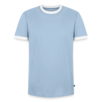 Men's Ringer Shirt - light blue/white  - Front - AI Model Female 172 light (172cm) & AI Model Male 178 light (178cm)