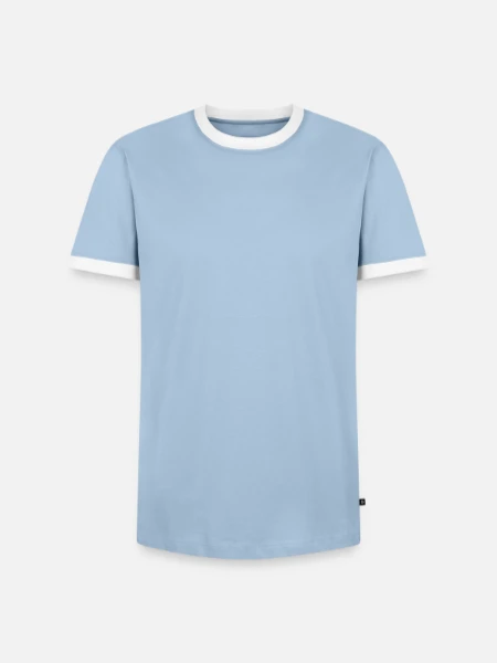 Men's Ringer Shirt - light blue/white  - Front