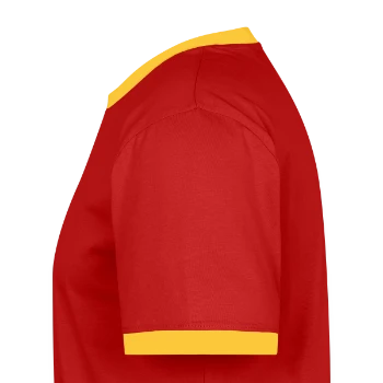 Männer Kontrast-T-Shirt - Rot/Gelb  - Links - AI Model Male 178 dark (178cm)