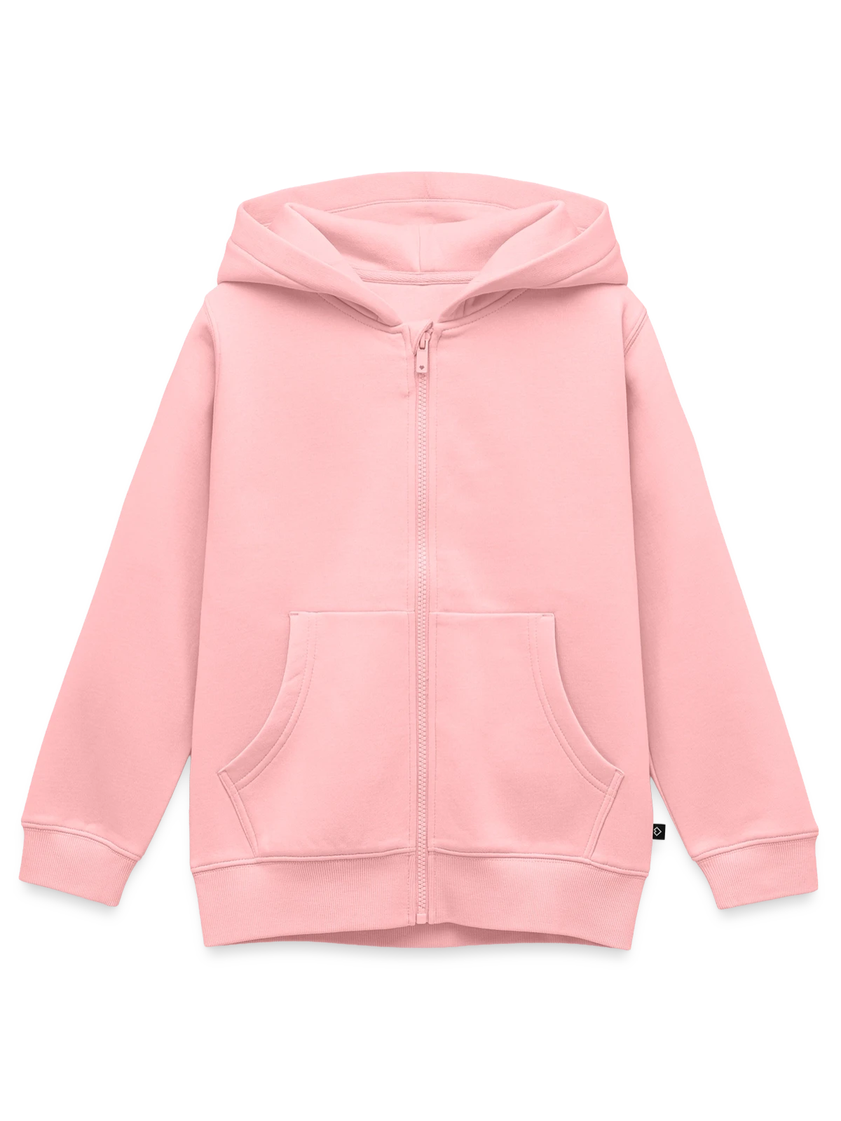 Sweat Premium à capuche zippé enfant bio - rose - Devant