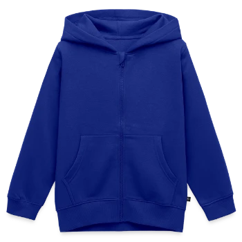 Kids Premium Organic Zip-up Hoodie - royal blue - Front - AI Model Kid Male (0cm)