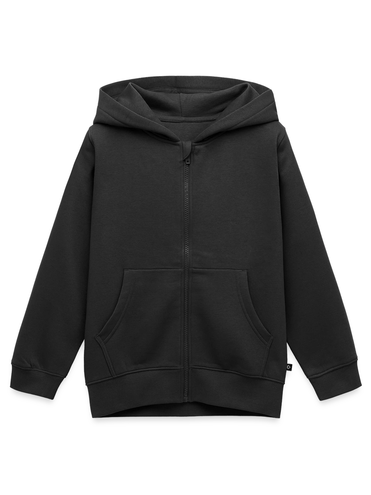 Sweat Premium à capuche zippé enfant bio - noir - Devant
