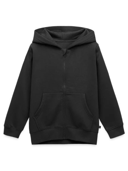 Kids Premium Organic Zip-up Hoodie - black - Front