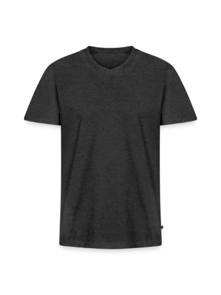 Men's Premium Organic T-shirt with V-neck - heather anthracite - Front