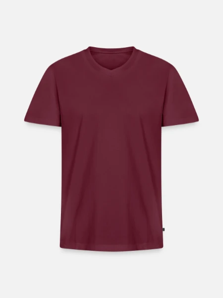 Men's Premium Organic T-shirt with V-neck - burgundy - Front