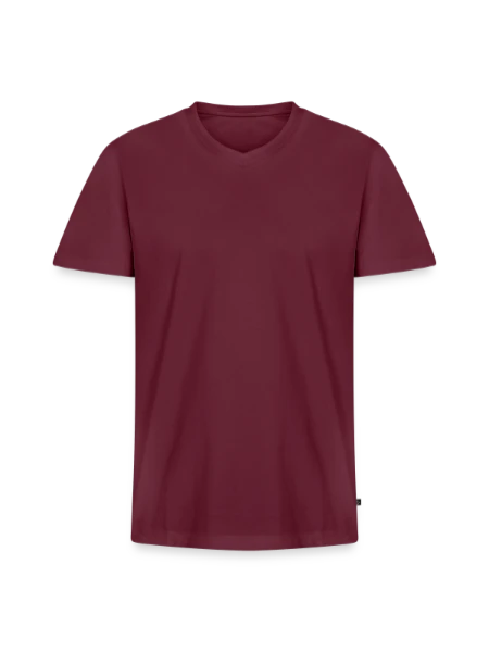 Men's Premium Organic T-shirt with V-neck - burgundy - Front