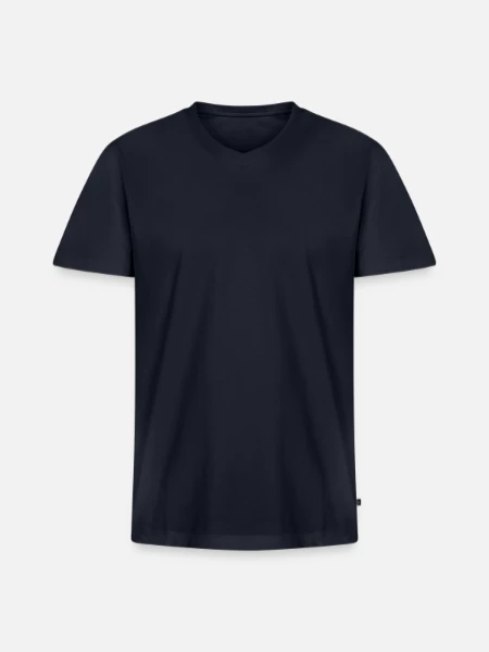 Maglietta ecologica premium da uomo con scollo a V - blu navy - Fronte