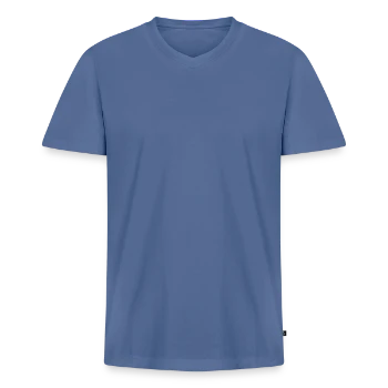 Maglietta ecologica premium da uomo con scollo a V - grigio-azzurro - Fronte - Nico (187cm)