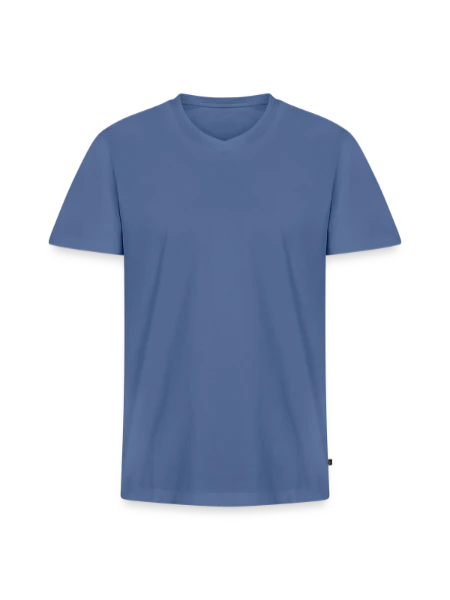 T-shirt encolure en V Premium bio Homme - bleu pigeon - Devant