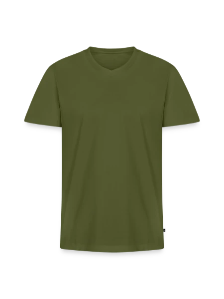 T-shirt encolure en V Premium bio Homme - kaki - Devant