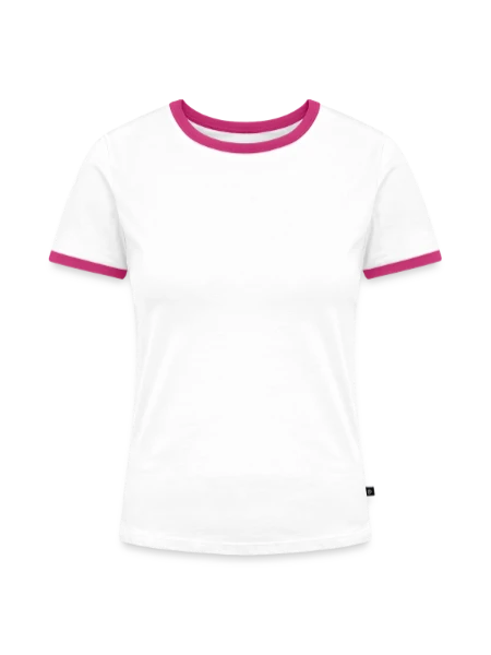 Frauen Kontrast-T-Shirt - Weiß/Fuchsia - Vorne