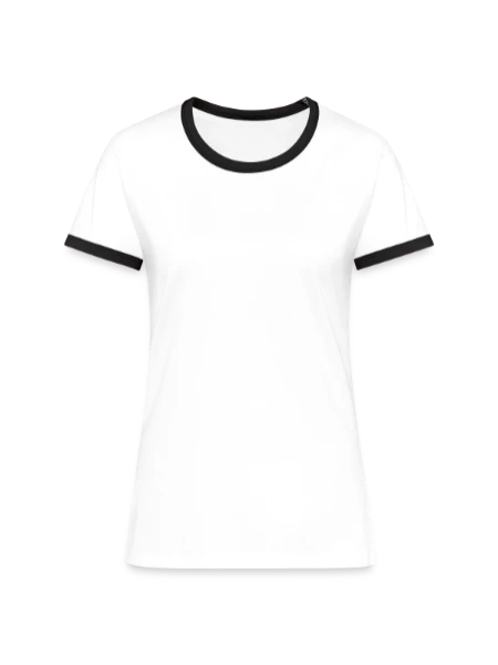 T-shirt contrasté Femme - blanc/noir - Devant