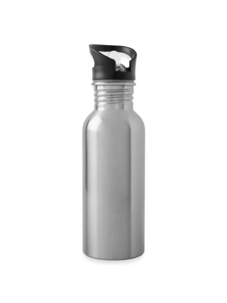 Water bottle with straw - silver - Right