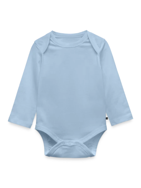 Organic Longsleeve Baby Bodysuit - light blue - Front