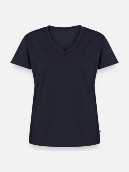 Women's Premium Organic V-neck T-shirt - navy - Front