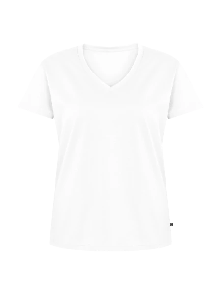 T-shirt encolure en V Premium bio Femme - blanc - Devant
