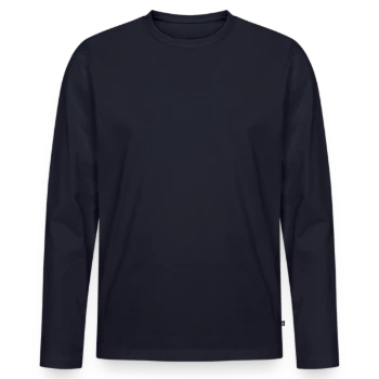 Männer Premium Bio Langarmshirt - Navy - Vorne - Nico (187cm)