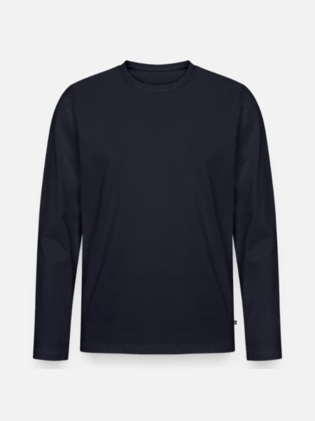 Männer Premium Bio Langarmshirt - Navy - Vorne